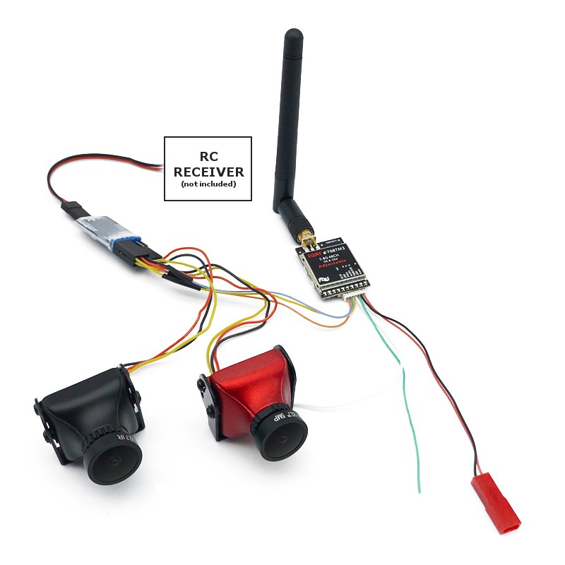 FPV Dual Camera System 1000TVL CMOS Mini Two Cameras + 5.8Ghz 600mW ...