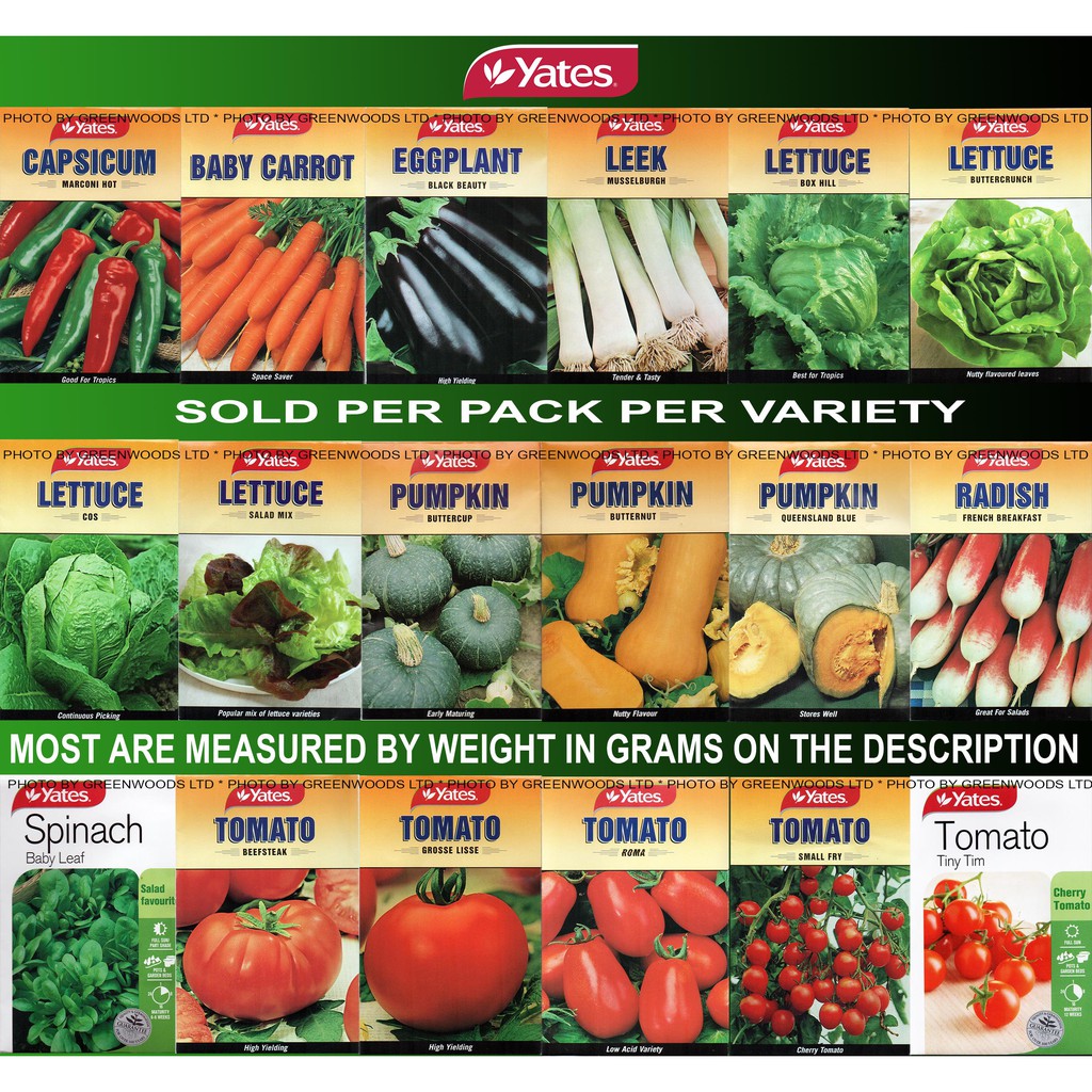 Yates Packet Vegetable Seeds [C-Z] - Sold per Pack per Variety GW_S3 ...