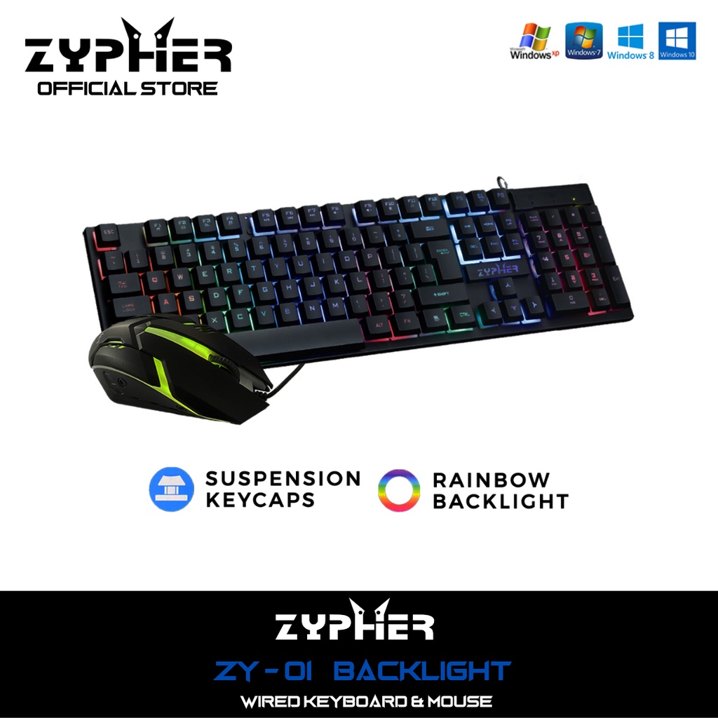 Zypher ZY-01 RBG Backlight Wired Gaming Keyboard and Mouse | Shopee ...