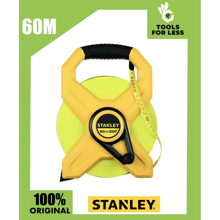 Stanley Open Reel Fiberglass Long Tape Measure Rule 60m or 200ft