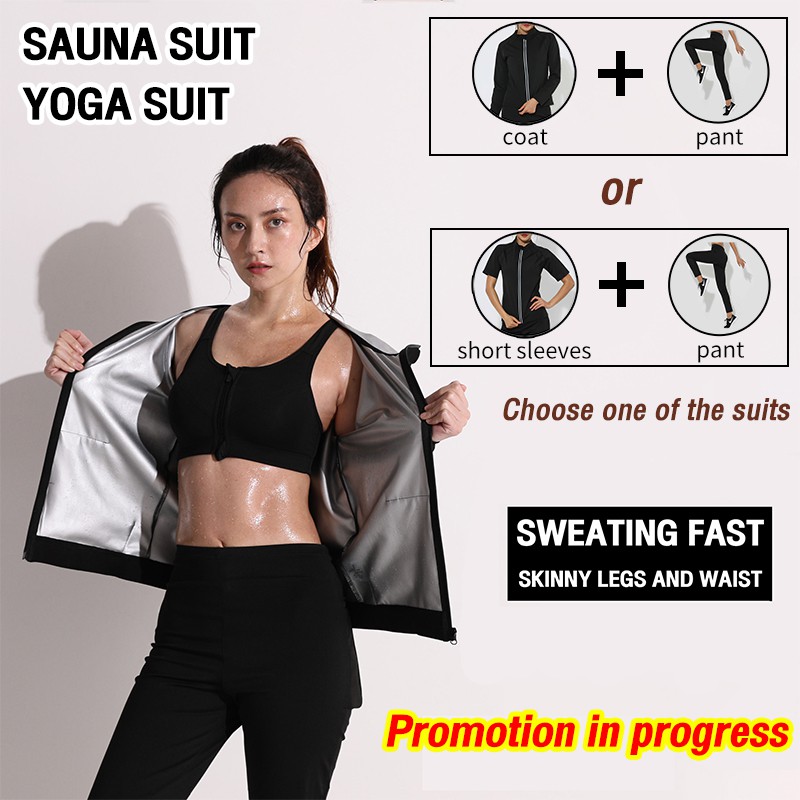 Fitness Weight Loss Sauna Suit Sweat Suit Fast Sweating Women Sauna Jacket with Zipper Running Exercise Gym Anti Rip Shopee Philippines