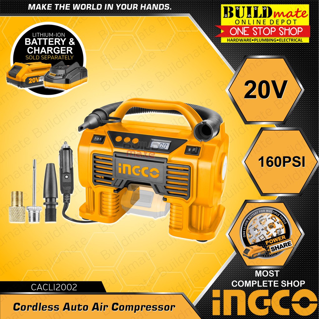 INGCO Auto Air Compressor Cordless Powershare 20V CACLI2002 Total Power ...