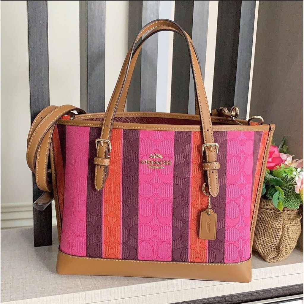 COACH MOLLIE TOTE 25 IN SIGNATURE JACQUARD WITH hot STRIPES