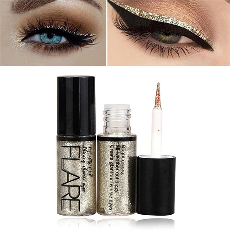 Portable 5 Colors Metallic Shiny Smoky Eyes Eyeshadow Waterproof Glitter Liquid Eyeliner Makeup 