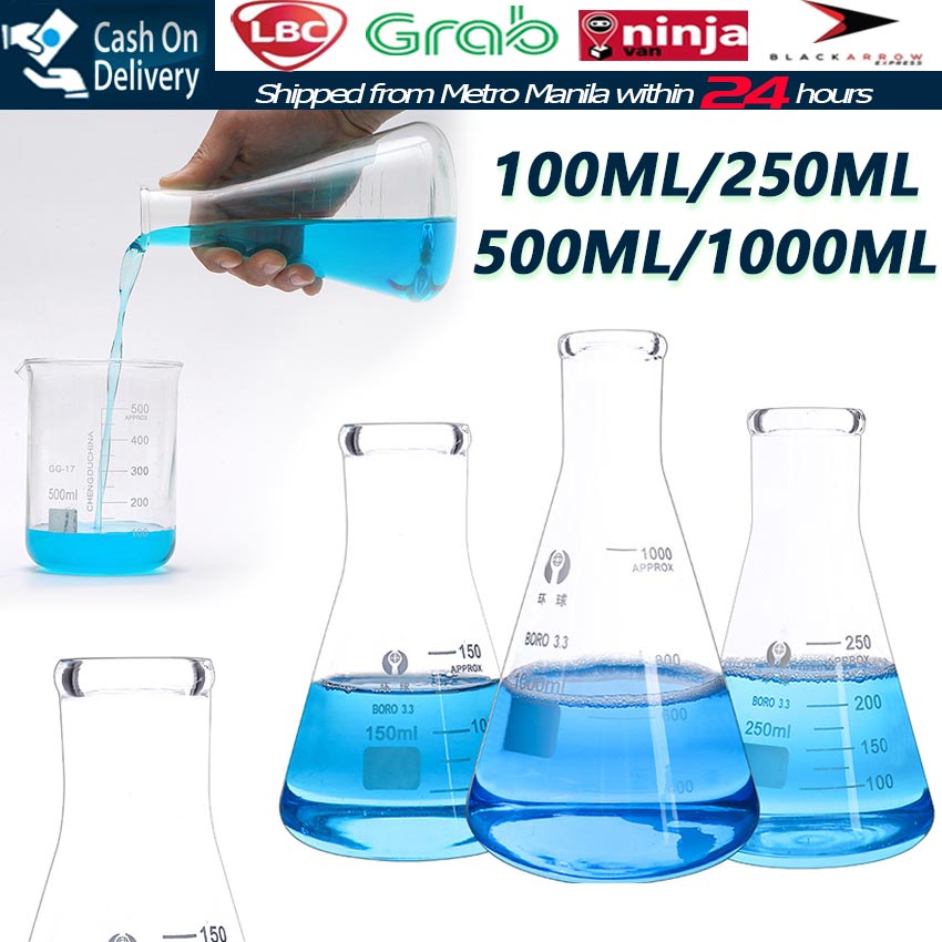 【Fast Delivery】Glass Flask Narrow Neck Conical Triangular Flask ...