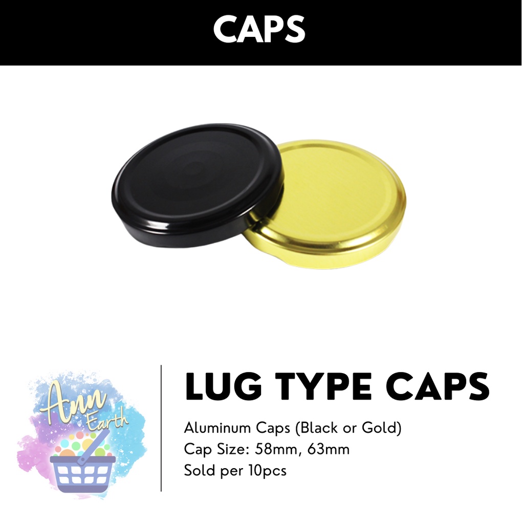 12pcs Metal Lug Type Caps / Twist Off Caps (58mm / 63mm) Aluminum-Metal ...