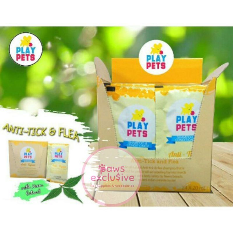 Play Pets Shampoo & Conditioner Anti Tick & Fleas (20ml sachet