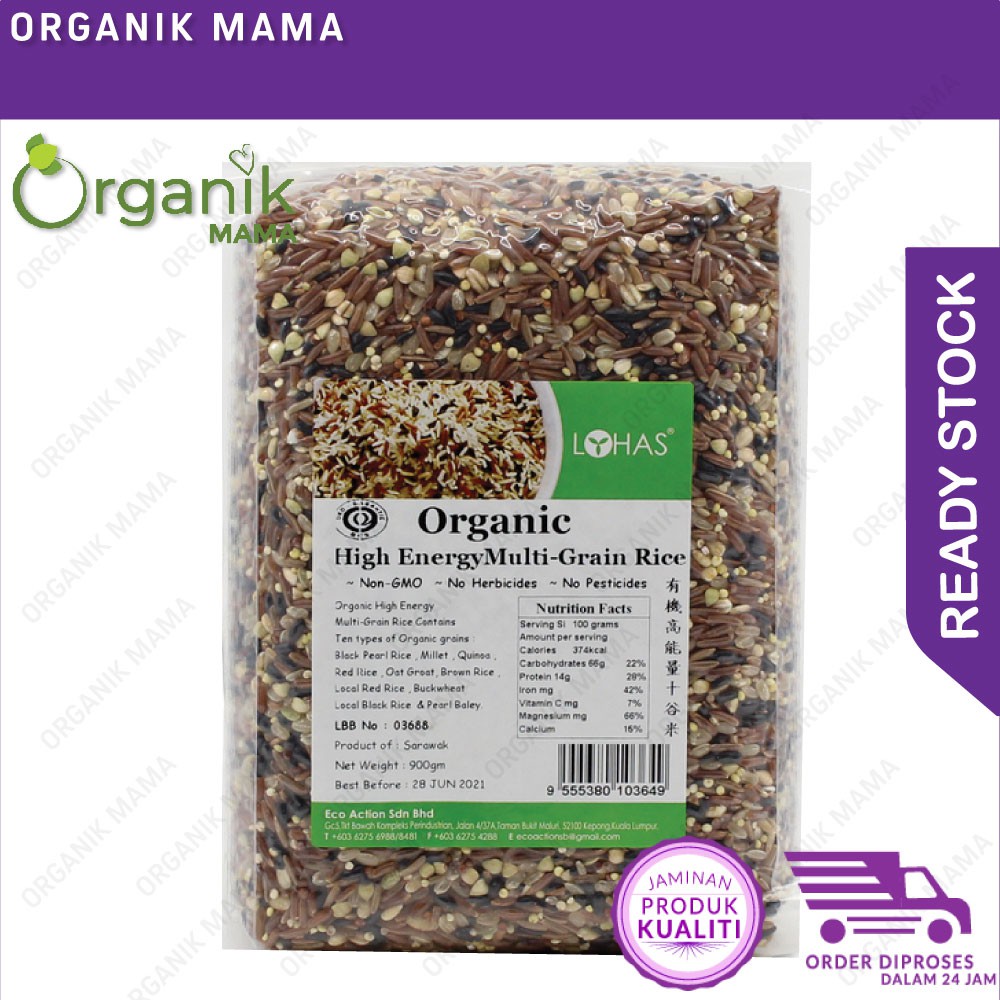 LOHAS: Organic High Energy Multi-Grain Rice 900gm | Shopee Philippines