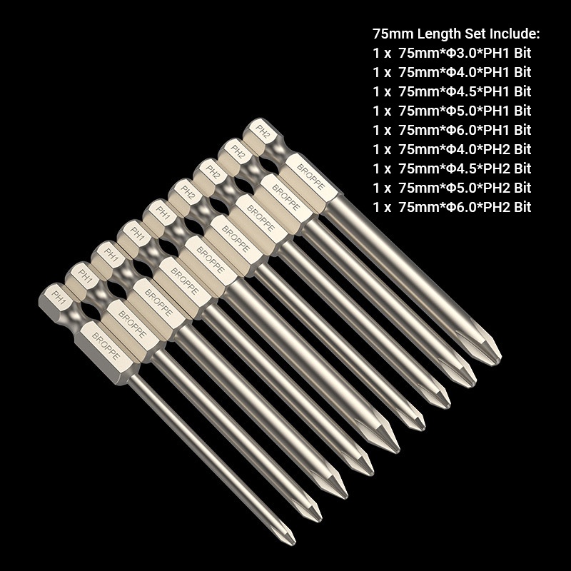 13Pcs Precision Screwdriver Bit Cross Head Bit 50mm Length S2
