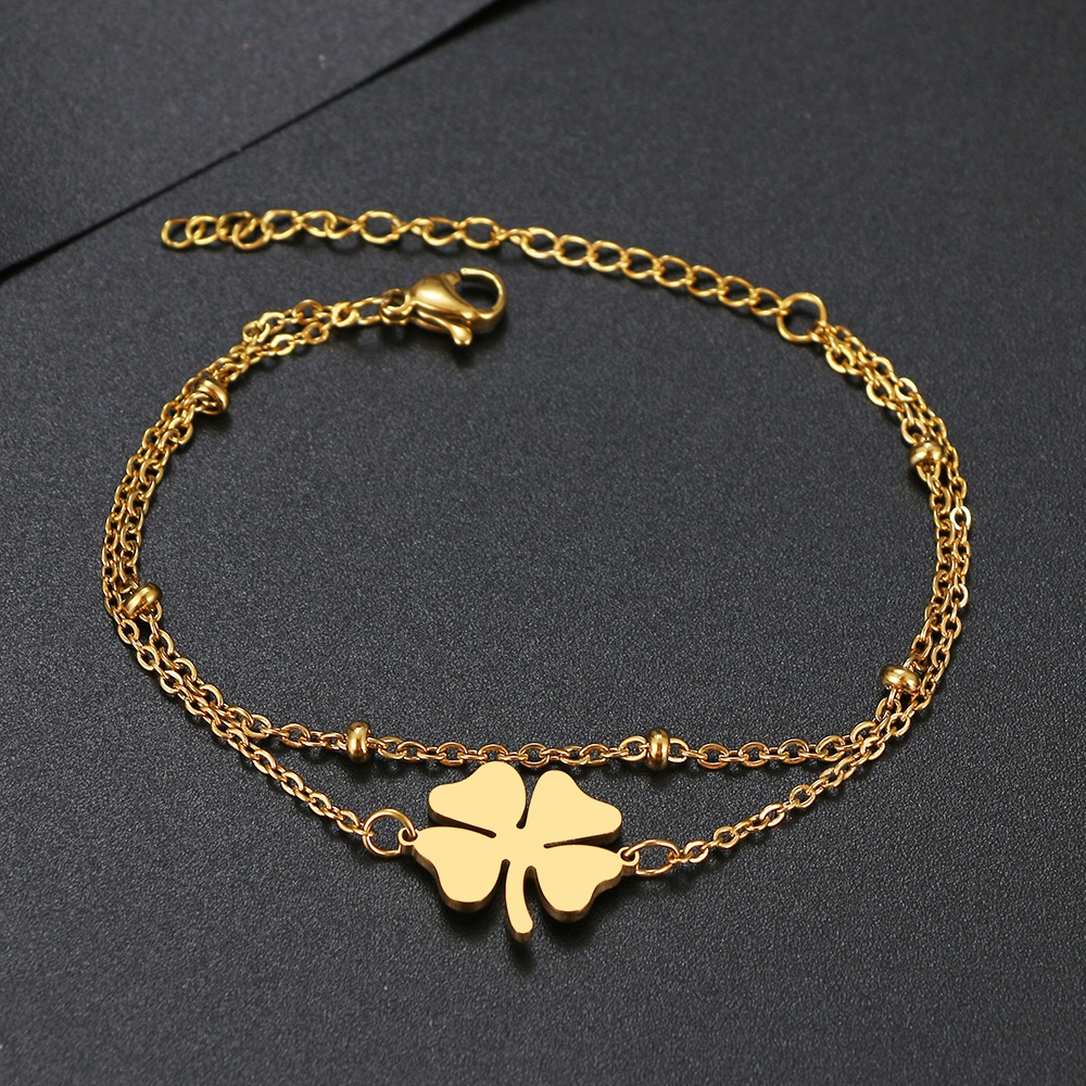 Stainless Steel Bracelets Four-leaf Clover Classic Fashion Style Bracelet  For Women Fine Fashion Jewelry Wedding Party Gifts