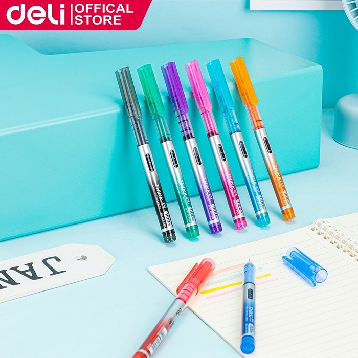 Deli EQ3008C Straight Liquid Rollerball Pen 0.5mm Full Needle Tube