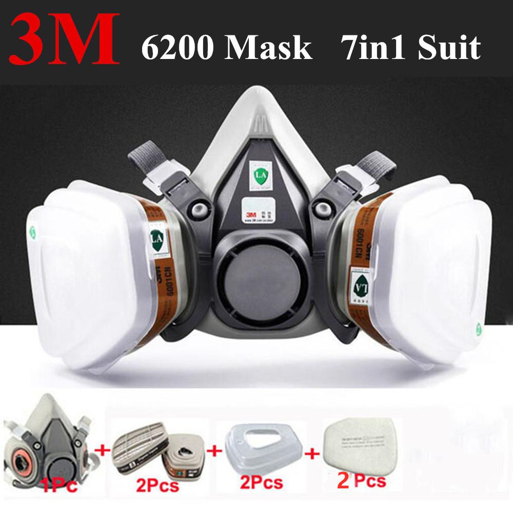 3M 6200 Respiratory Mask 7 In 1 Set Industrial Spray Paint Gas Mask