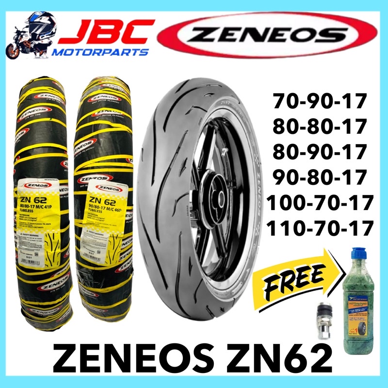 Zeneos ZN62 Motorcycle Tire Gulong Tubeless Rim 17 Free Tire Sealant ...