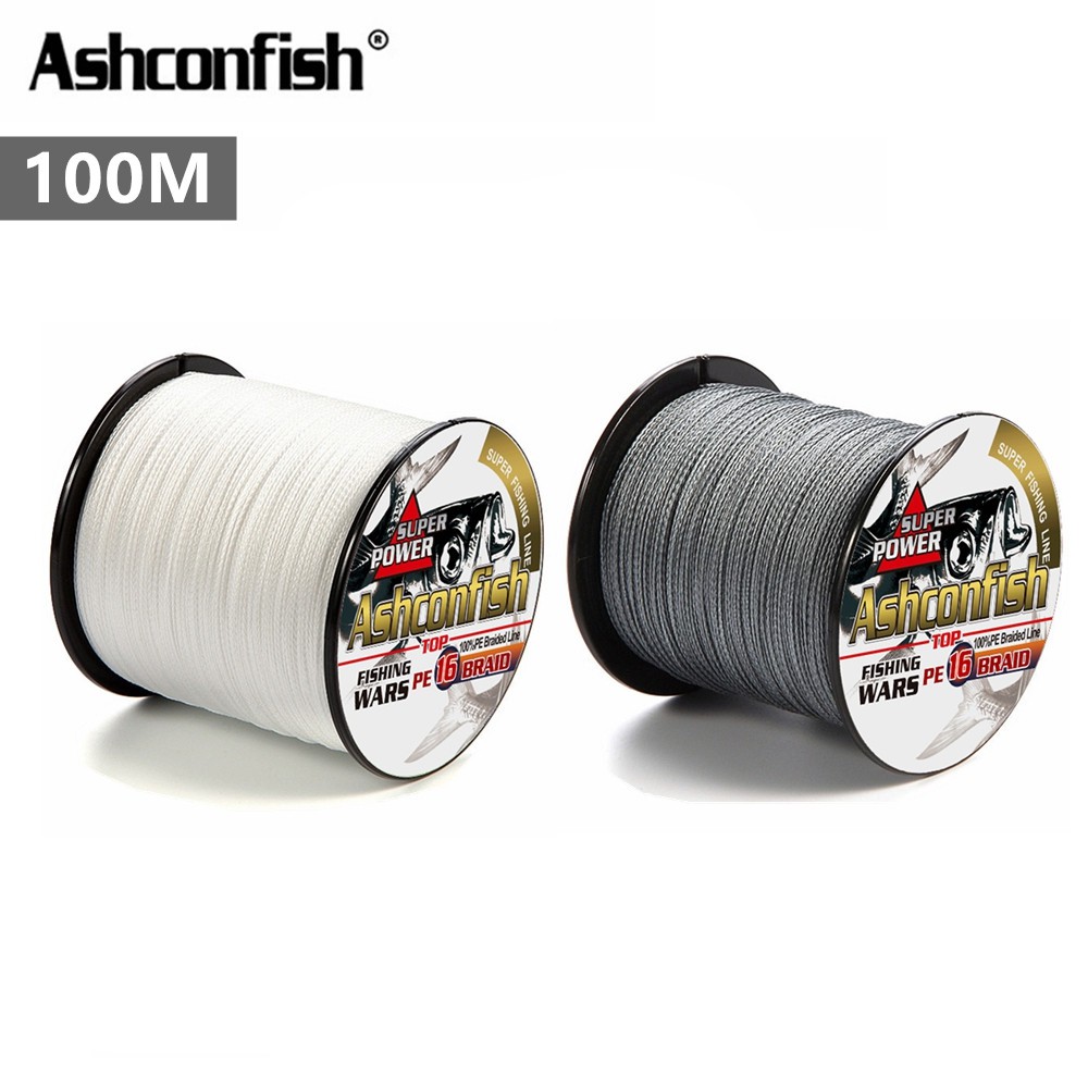 Ashconfish 16 Strands 100M Braided Fishing Line Dyneema PE Line X16  Multifilament Line White Grey