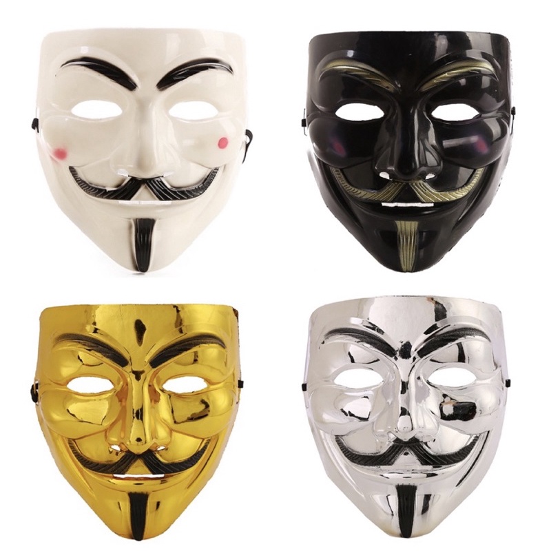 Toy Mask hacker White Makeup - Anonymous vendetta Gold Gloss Black ...