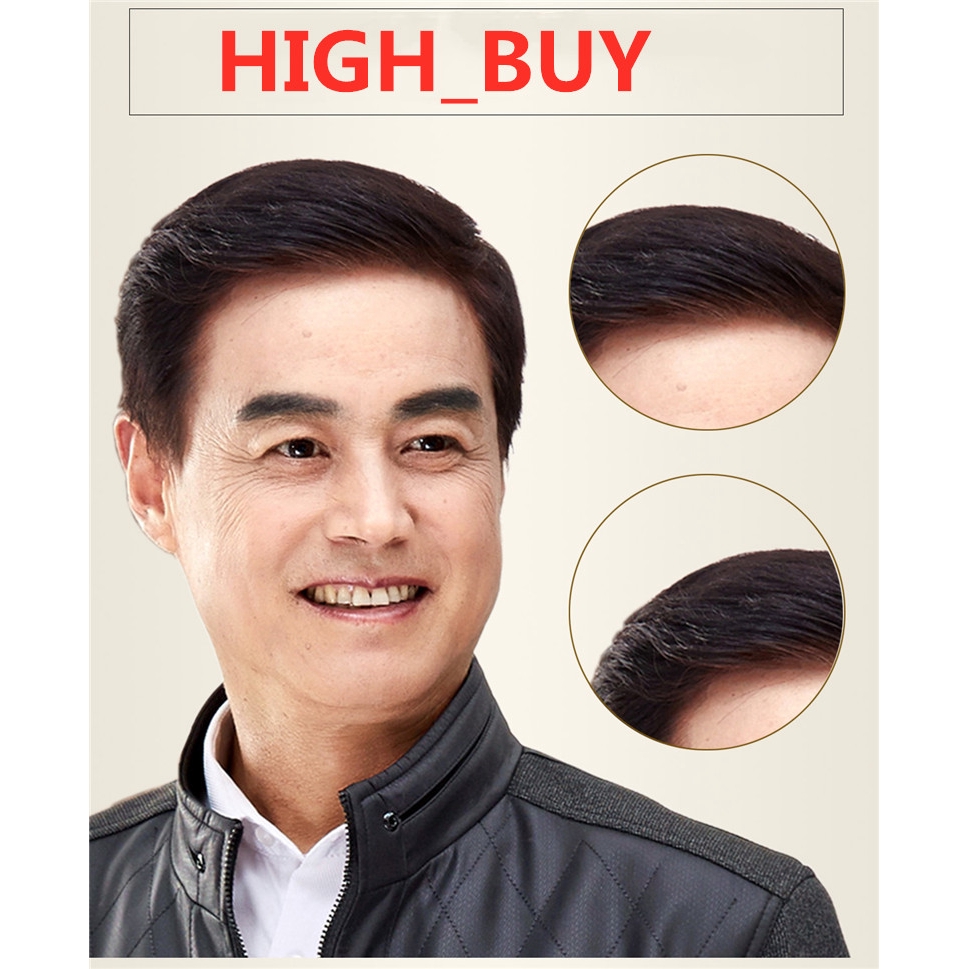 COD 100 Real Human Hair Wigs Mens Short Full Wig Hairpiece For Man Gift for Father Shopee Philippines