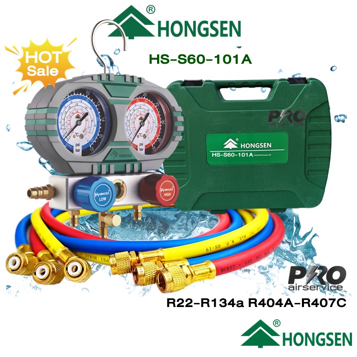 Twin Gauge Manifold Model HS-S60-101A Use To Measure R22 R134a R404A ...