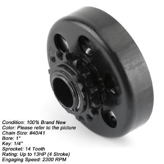 Artudatech 13HP Go Kart Centrifugal Clutch 1inch Bore 14T 14 Tooth For ...