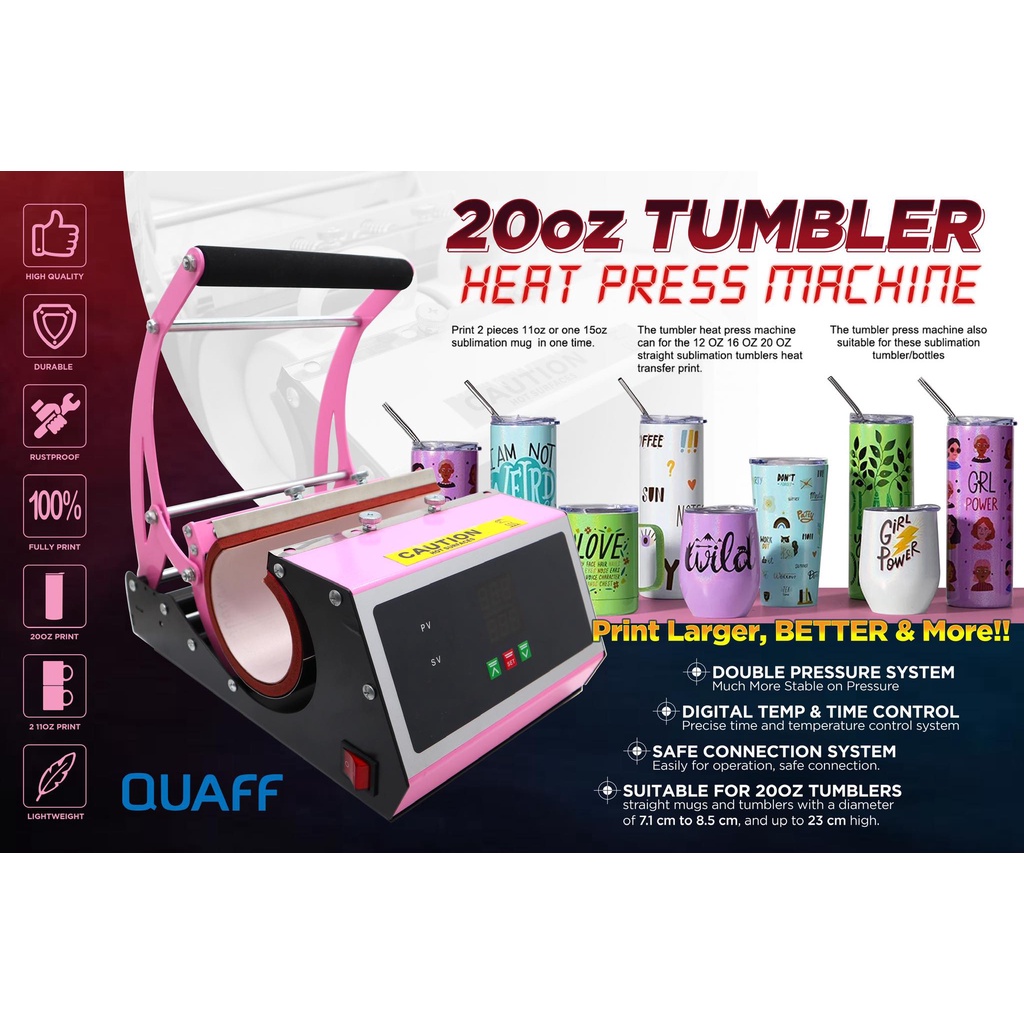 Quaff Mug Press 20oz Tumbler Heat Press Machine With Free Heating Pad Blue Shopee Philippines 0489