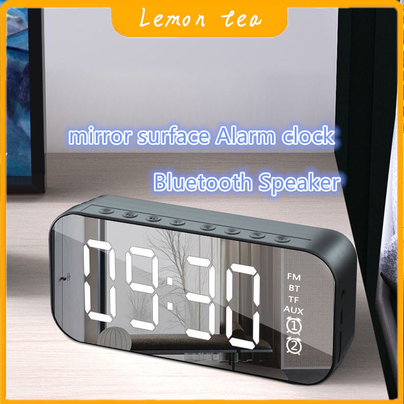 Bluetooth Speaker Led Digital Alarm Clock With Fm Radio Led Mirror 