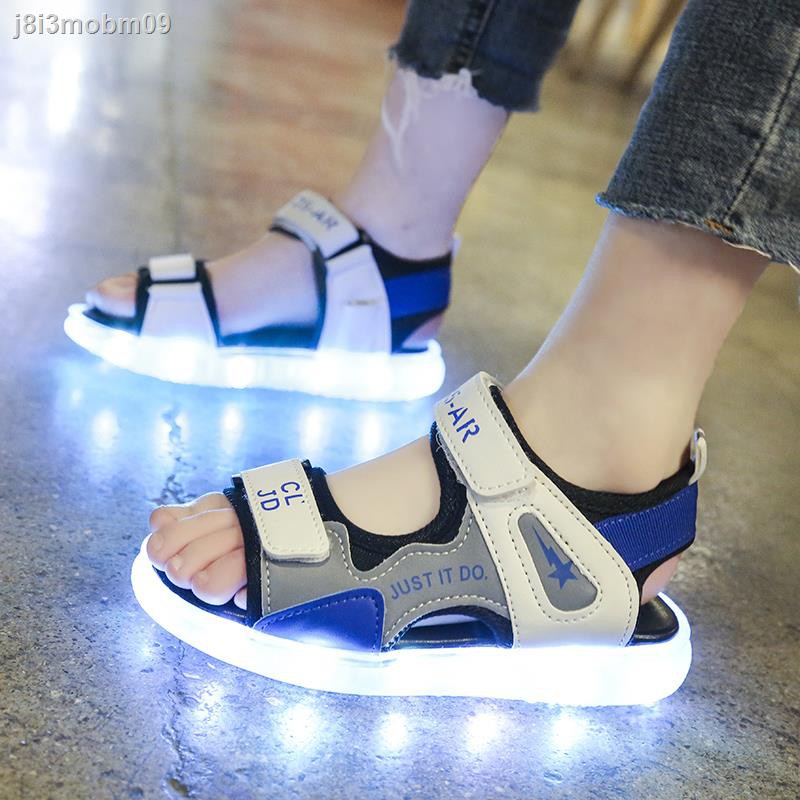 Summer led colorful children s light up sandals usb charging