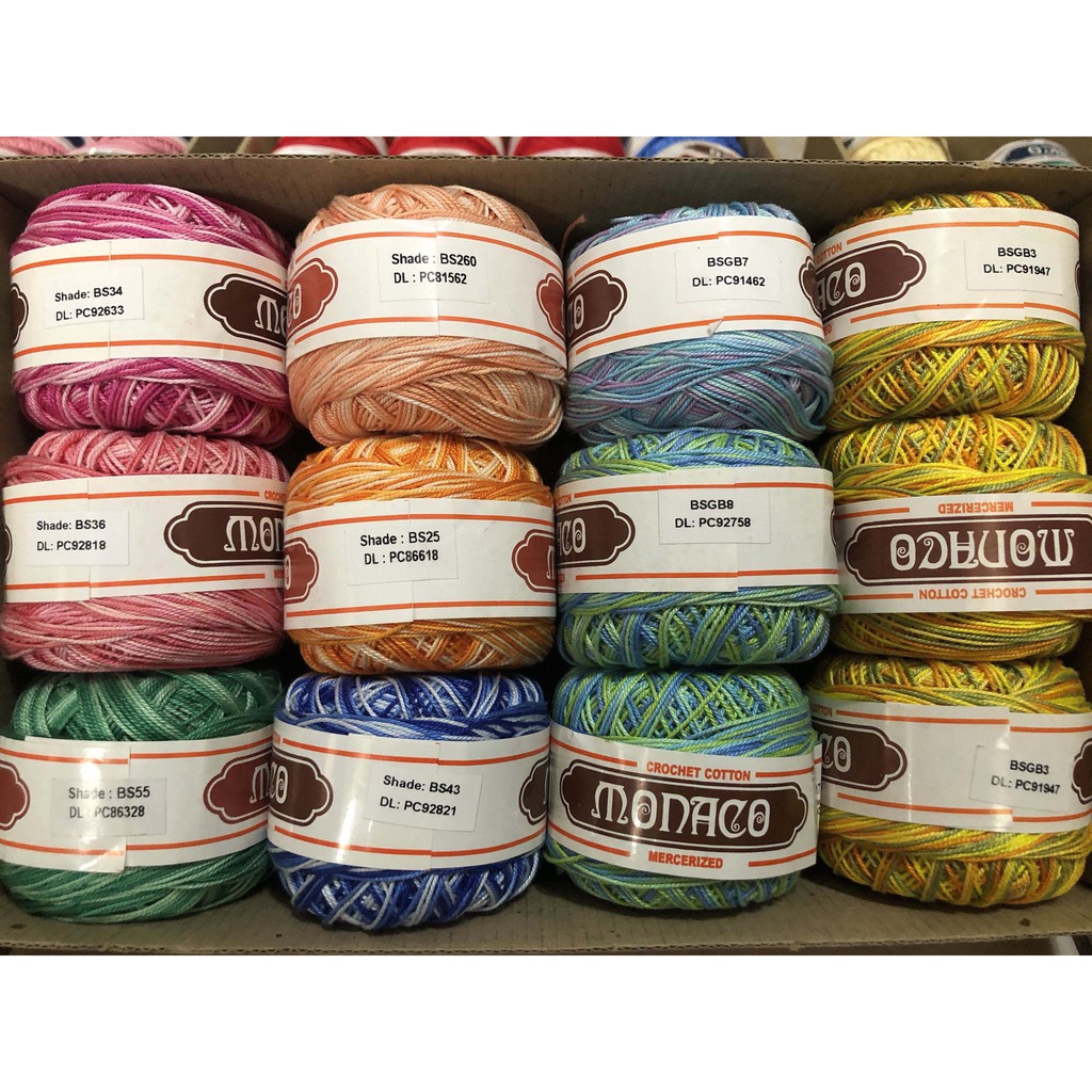 Monaco Mercerized Cotton Yarn Crochet Crafts Variegated/Multicolor