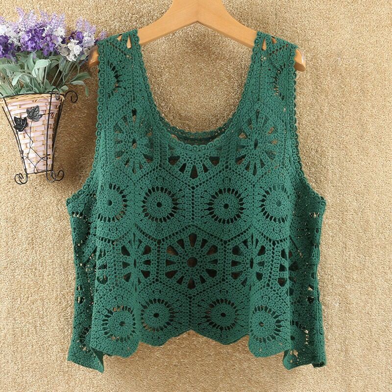 Knitted vest vest, women's hollow top | Shopee Philippines
