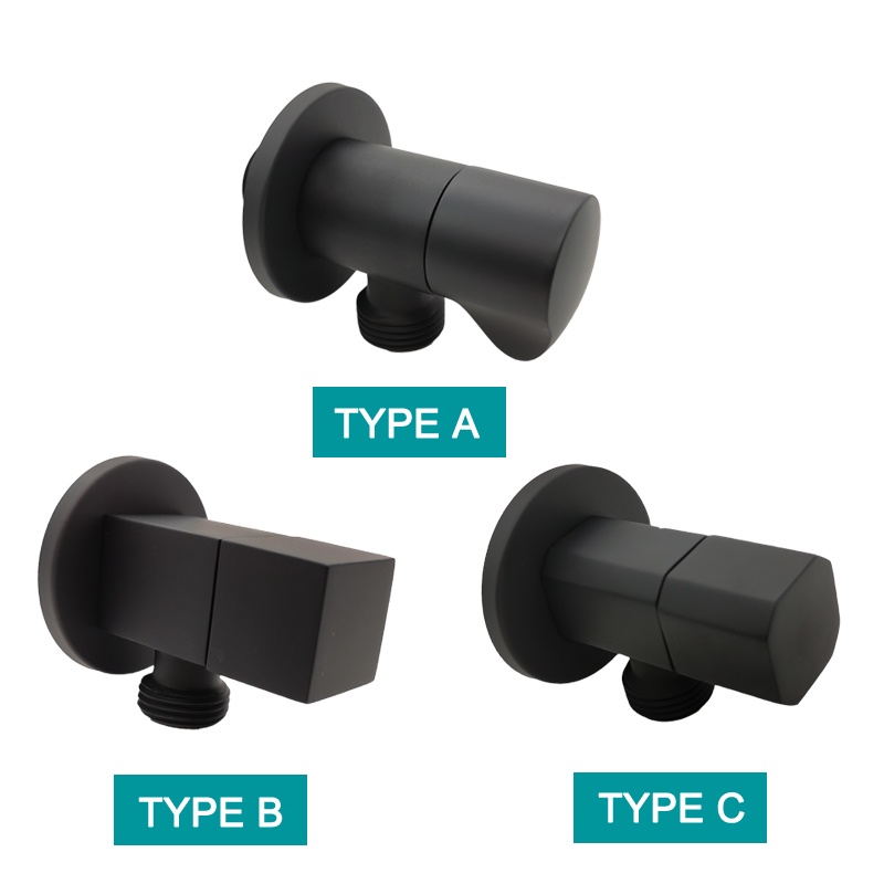 Matt Black Angel Valve Solid Brass G1/2 Connector Small Tap Basin ...