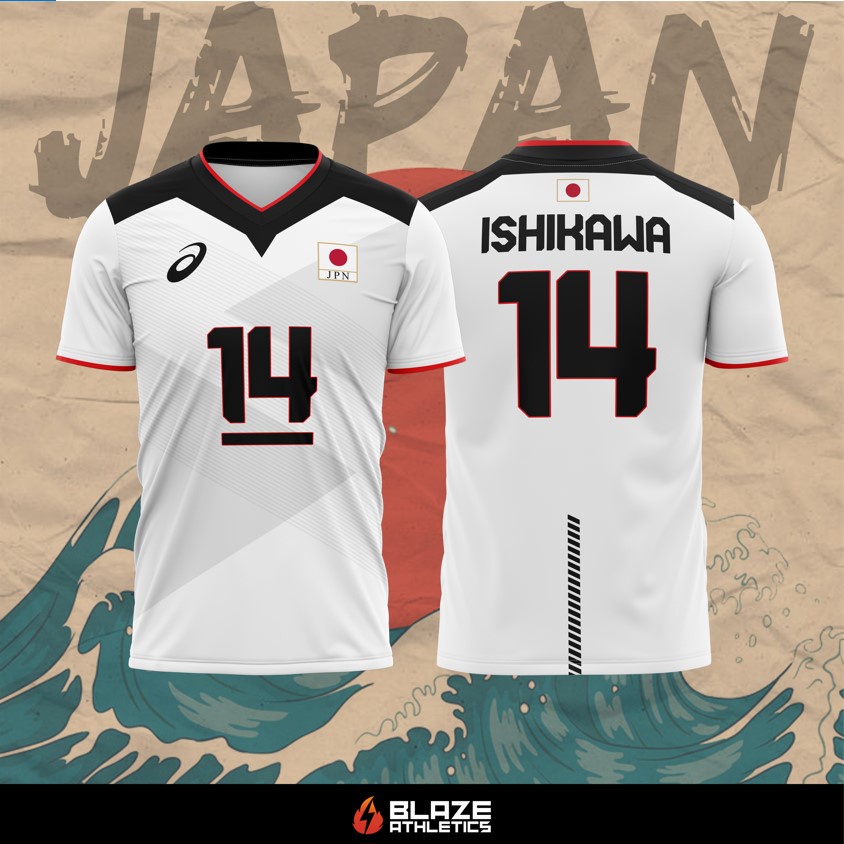 WHITE Japan Olympic Volleyball Jersey FULL SUBLIMATION Volleyball