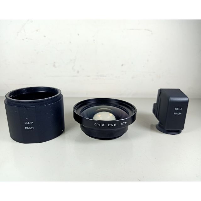 Ricoh HA2 adapter with DW6 wide angle lens converter and VF1