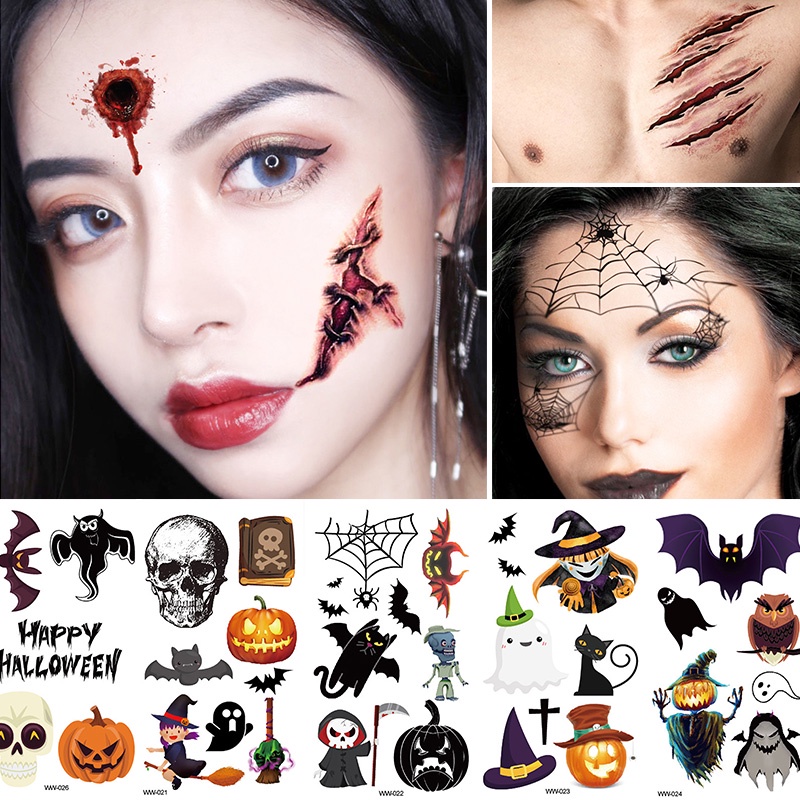 Halloween Realistic Bloody Scar Tattoo and Zombie Wounds tattoo for ...