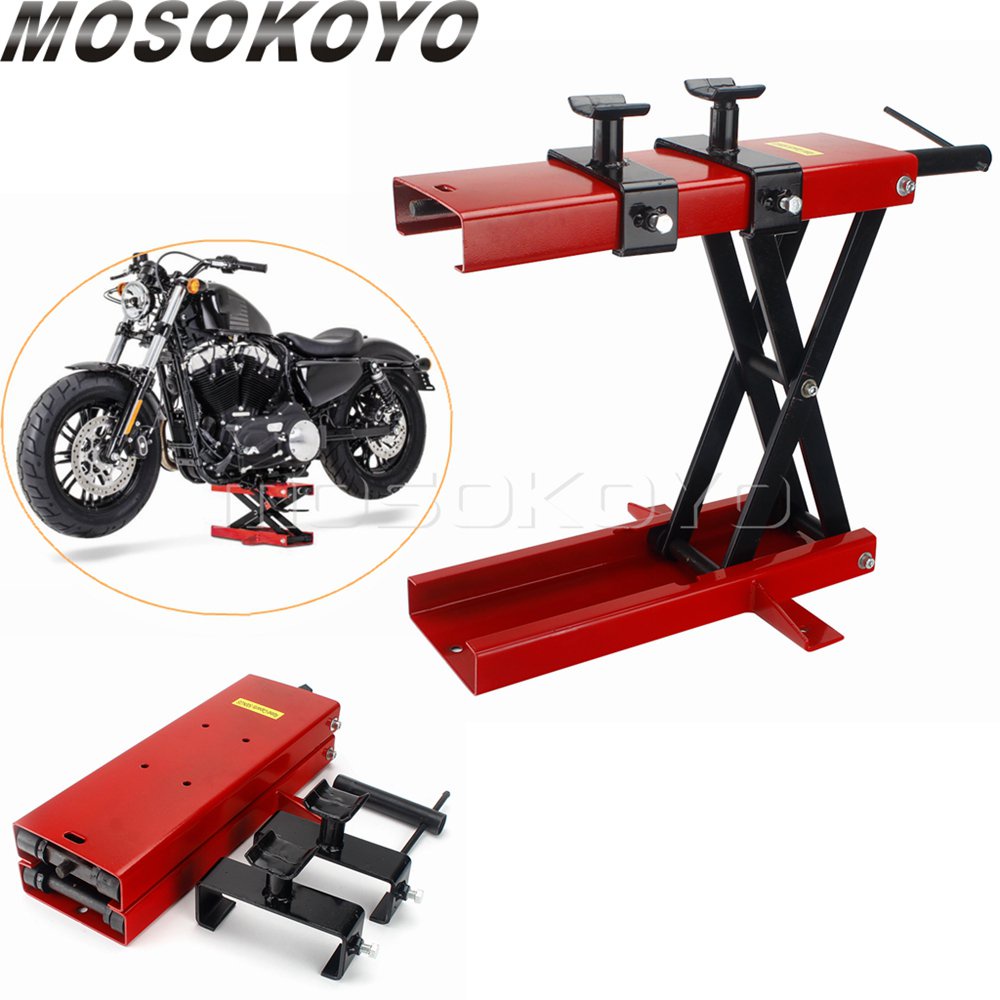 BX1100LBS 500KG Red Wide Deck Motorcycle Center Scissor Lift Jack Hoist