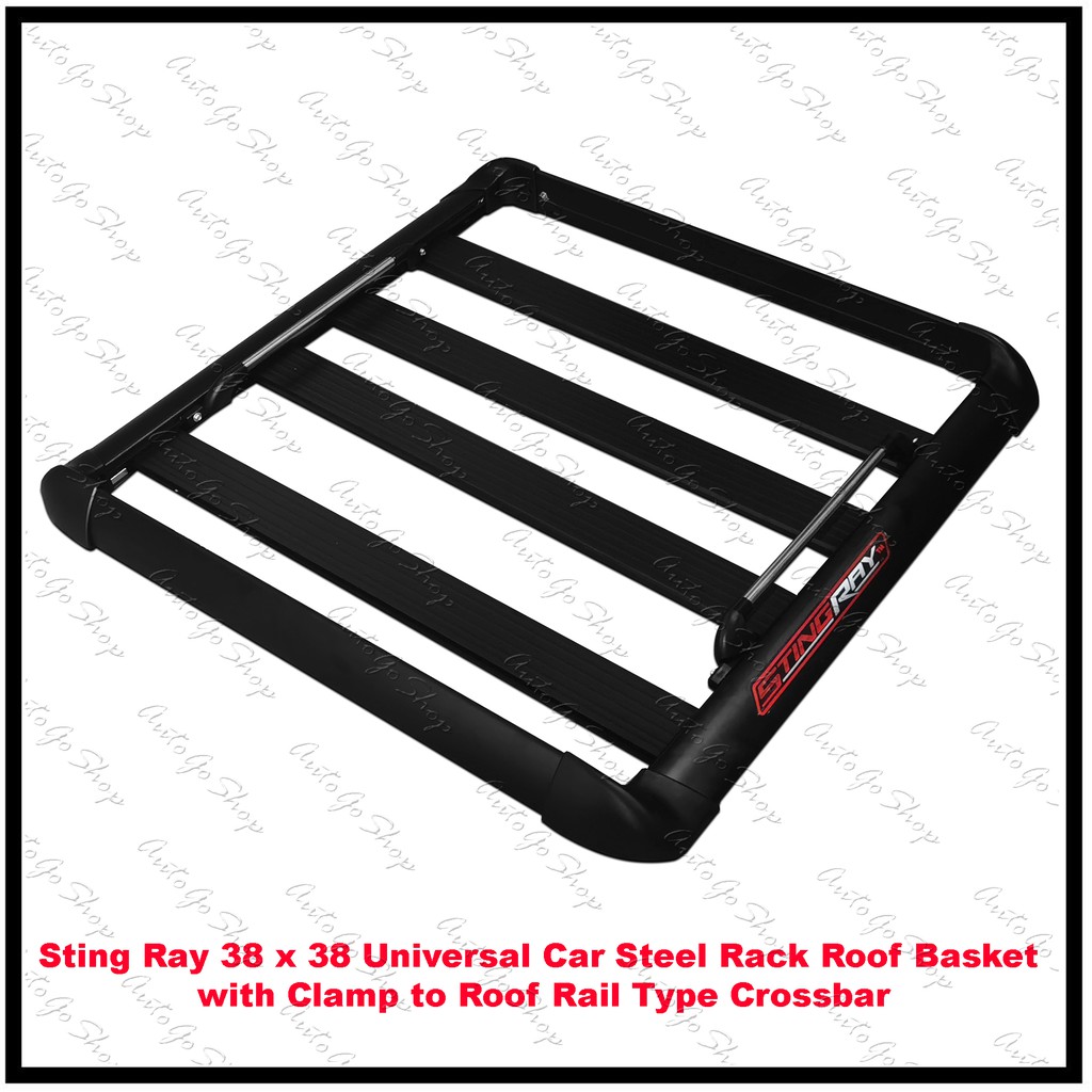 STINGRAY 38x38 Roof Rack Basket with Clamp to Roof Rail Type Crossbar ...