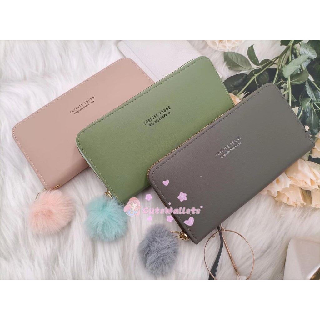 Best-selling New Forever young Plain color ladies long wallet cellphone ...