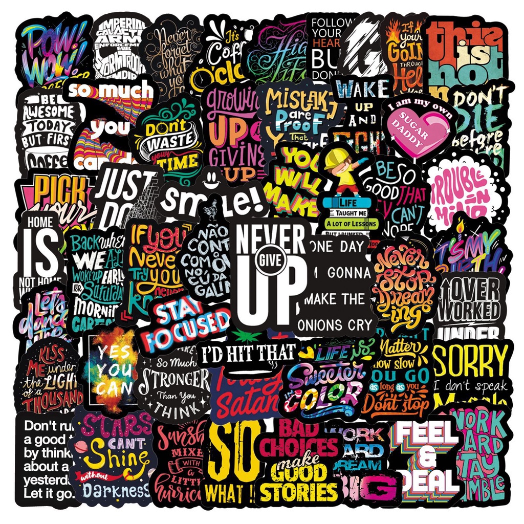 50PCS Motivational Quotes Sentences Phrases Stickers For Fridge Laptop ...