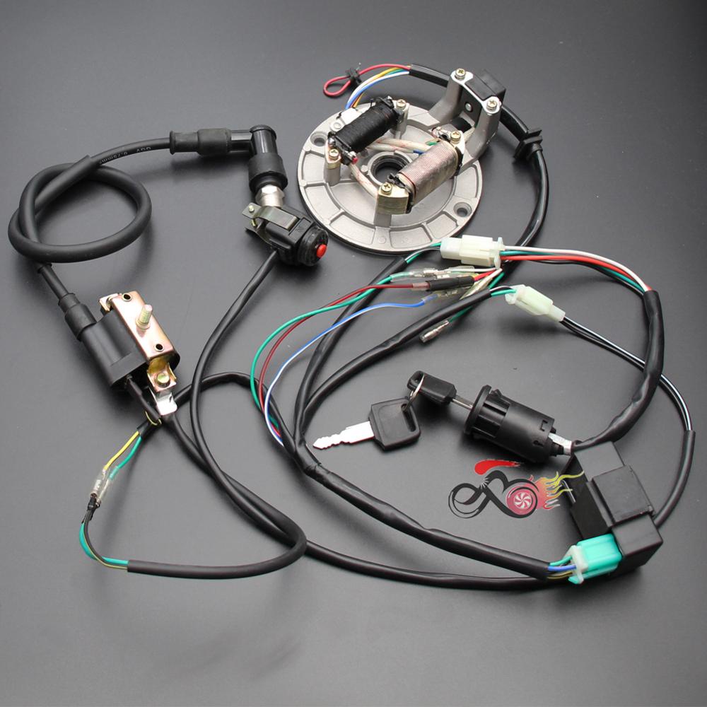 CN Kick Start Wiring Harness CDI STATOR Ignition Coil Kill Switch Spark