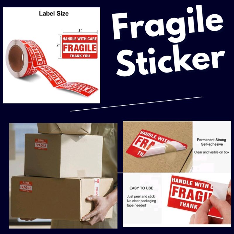 2 x 3 Red Fragile Warning Sticker 100/50 pcs | Shopee Philippines