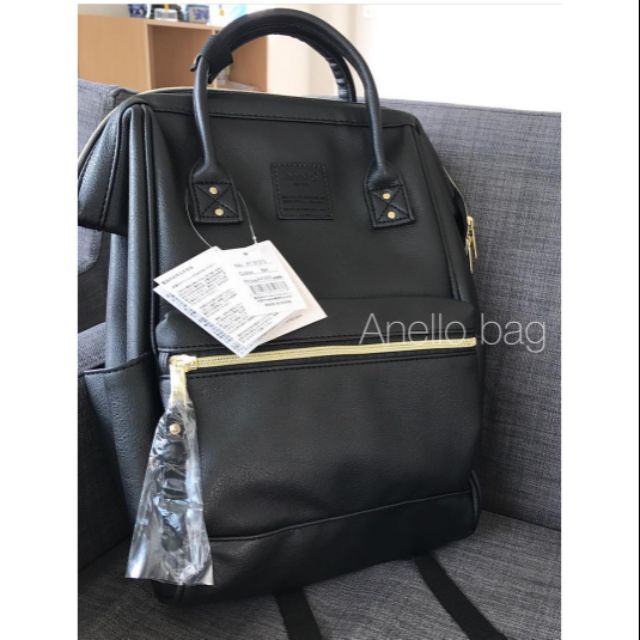 Anello black outlet leather backpack