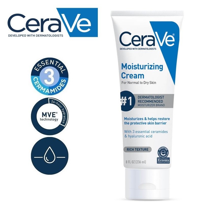 CeraVe Moisturizing Cream, BarrierRestoring with Ceramides & HA, 236ml