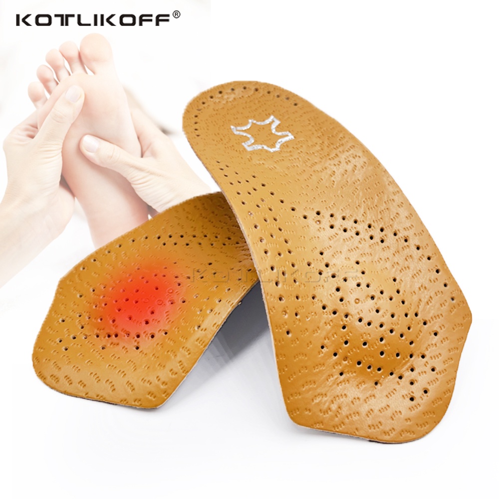Leather Casual Shoes Insoles For Feet Orthopedic Shoes Soles Breathable  Arch Support Half Pad Flat Foot Heel Damping Insert