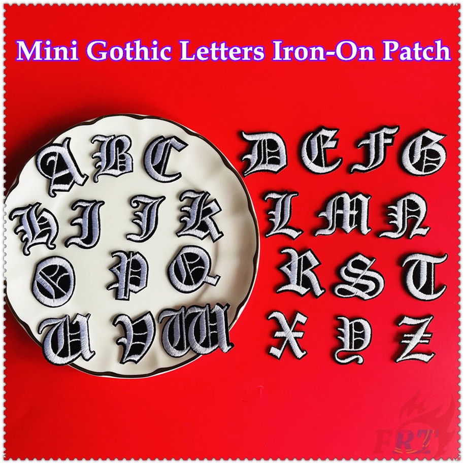 Gothic Mini English Letters Series Q-3（White）Iron-on Patch 1Pc Diy ...
