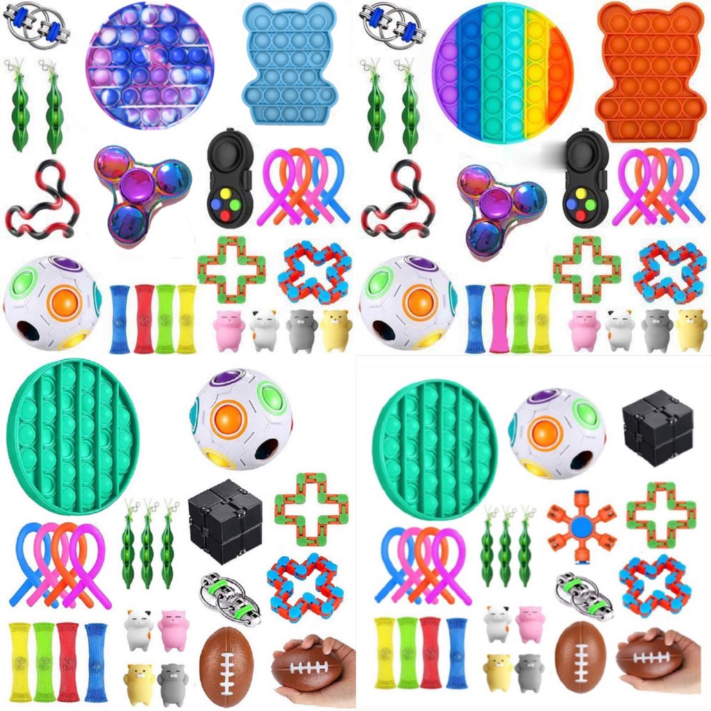 Pop It Fidget Set Pop It 19PCS Set Fidget Toys Pack Box Relief Autism