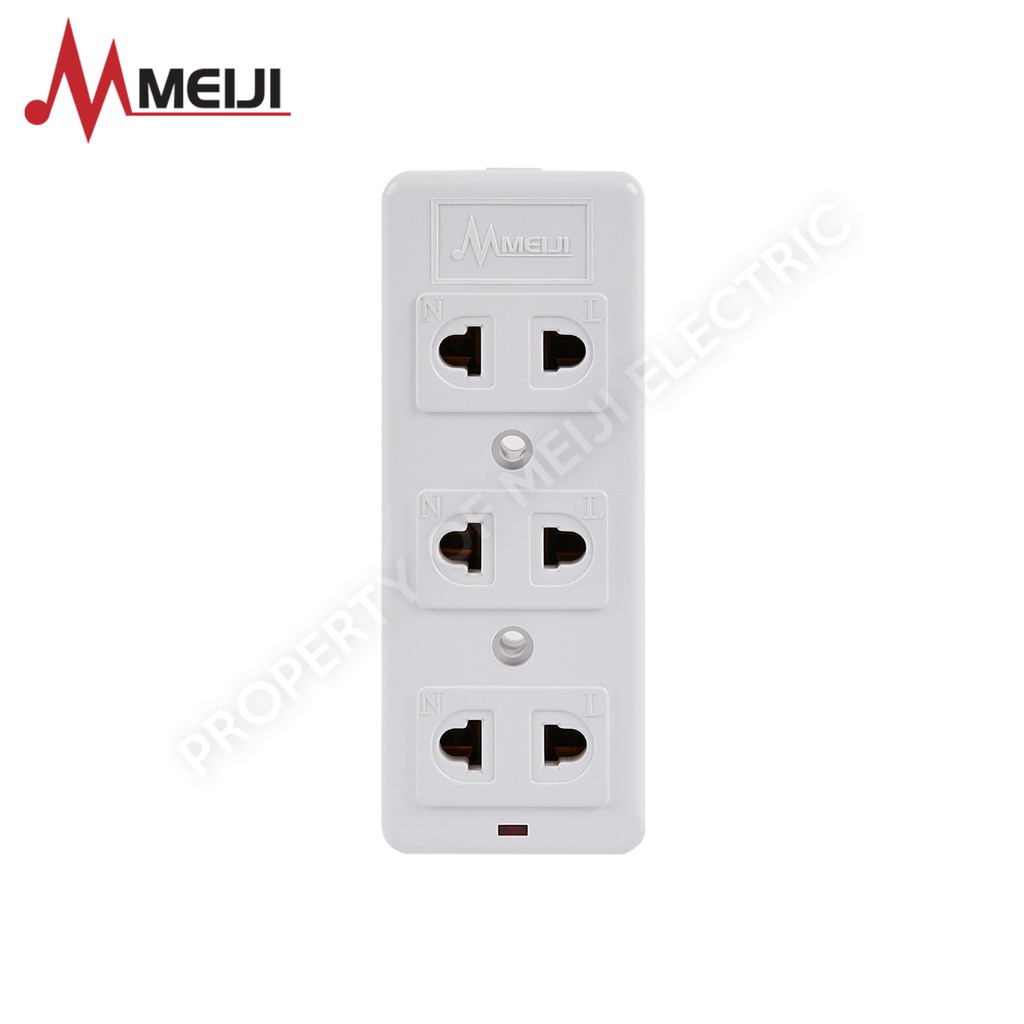 Meiji 3 Gang Outlet Surface Type 3X Universal 10A 250V Mcs-0213 ...