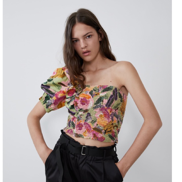 Zara one shoulder discount blouse