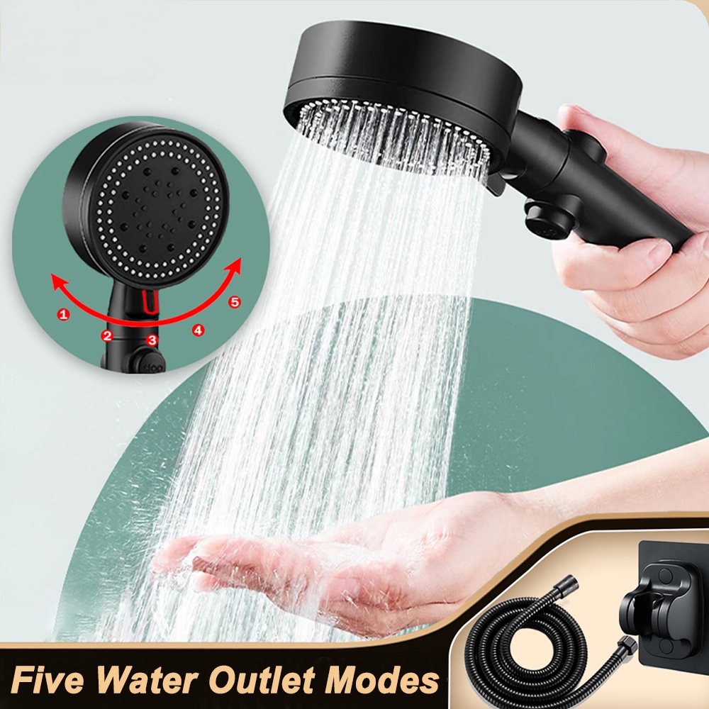 3 in 1 Shower Head Set 5speed Booster Shower with Hose Portable