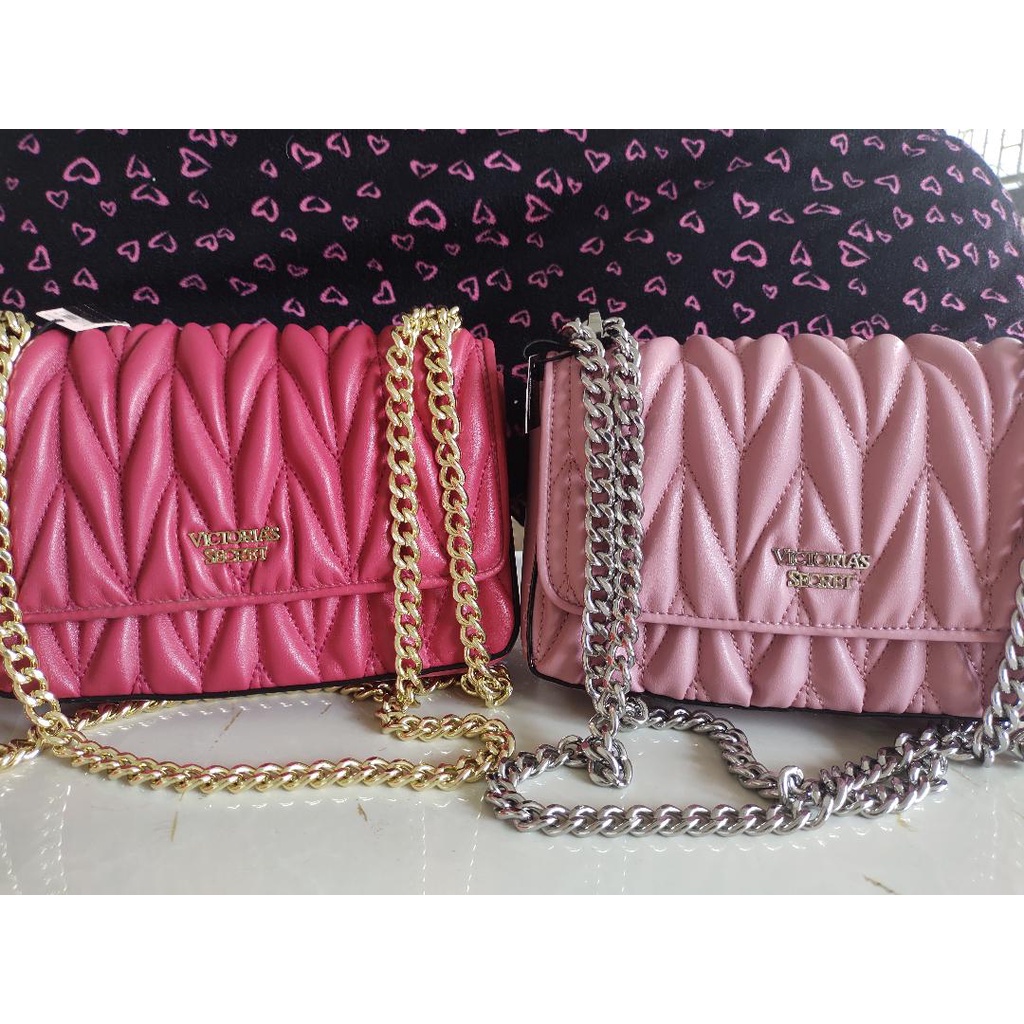 Victoria's Secret Chevron Quilt Small Bond Street Shoulder Bag -  Fuchsia/Gold – Beautyspot