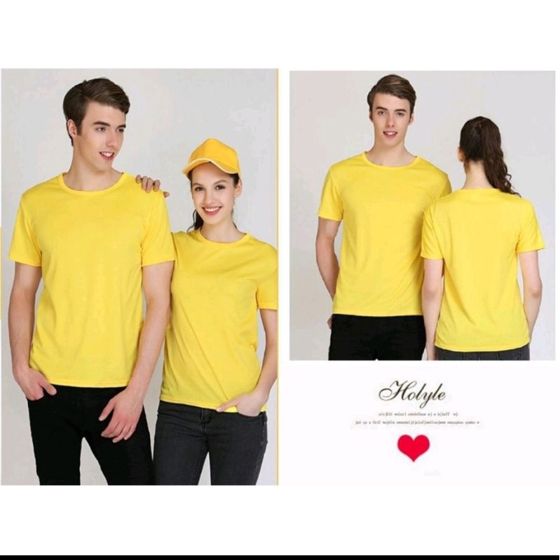 LEMON YELLOW Active/Dri-fit T-shirt Unisex Round Neck Athletic American  Men's size