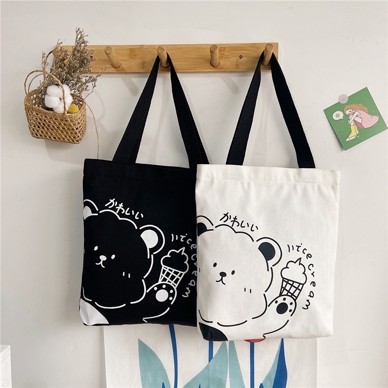 Canvas women s single shoulder 2021 new Korean style multi purpose shopping bag Shopee Philippines