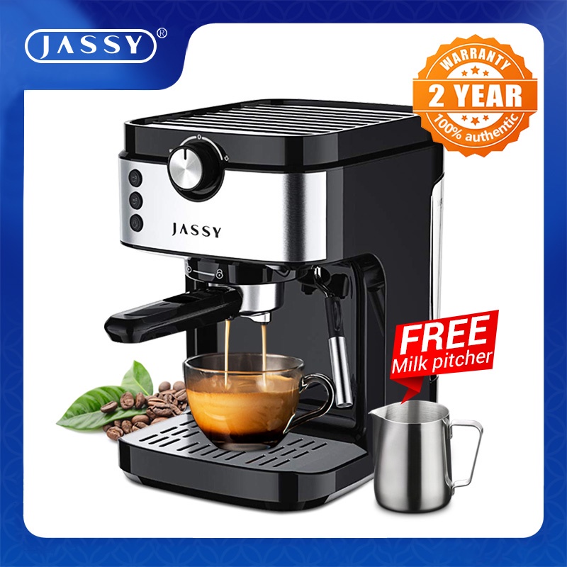 JASSY Espresso Coffee Machine with Powerful Milk Frother Black (1300W