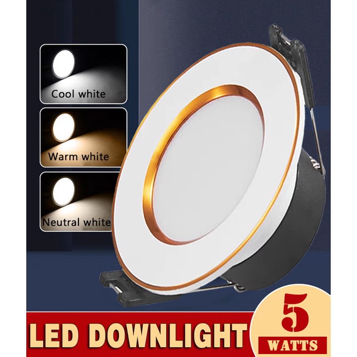 LED Downlight Ceiling Pin LIght Round Tri-Color 5W Recessed Downlight ...